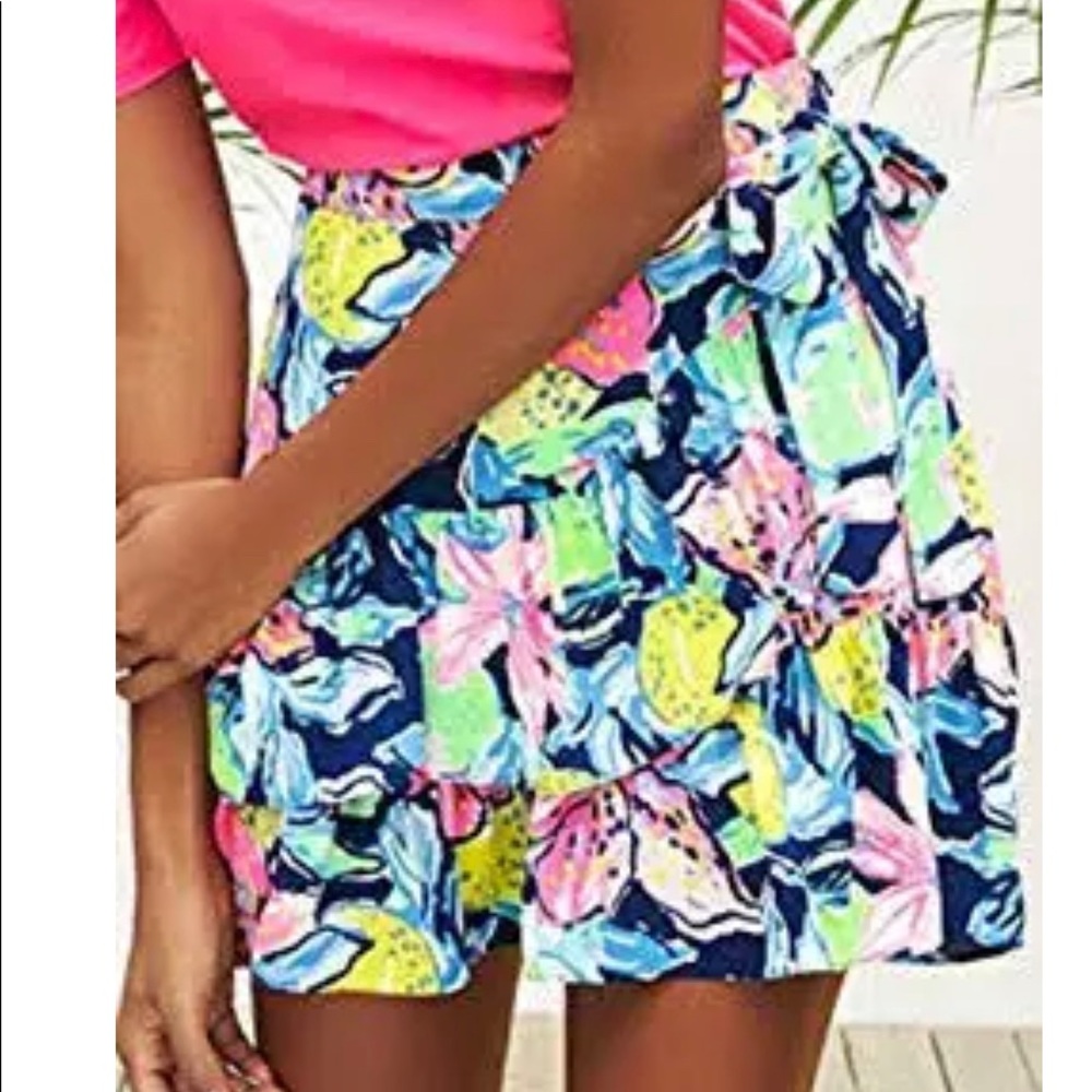 Lilly Pulitzer Nauti Navy Capri Soleil Nessa Multi Floral Skirt Size 6 NWT